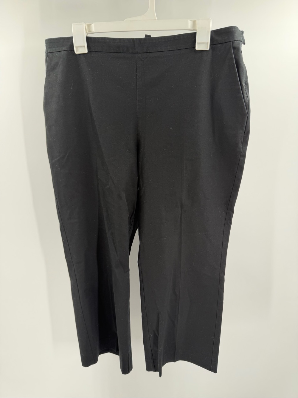 Eileen Fisher Black Straight‎ Leg Flat Front Organic Cotton Pants Size 12 Career